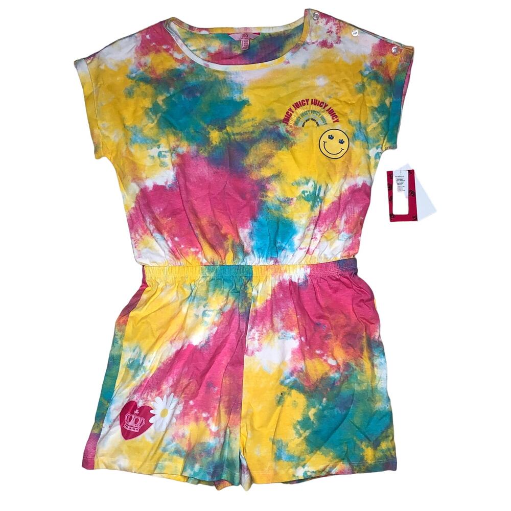 Juicy Couture Girl's Size Large Plus (14/16) Tie Dye Romper NWT